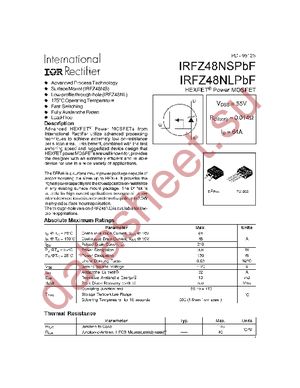 IRFZ48NSPBF datasheet  